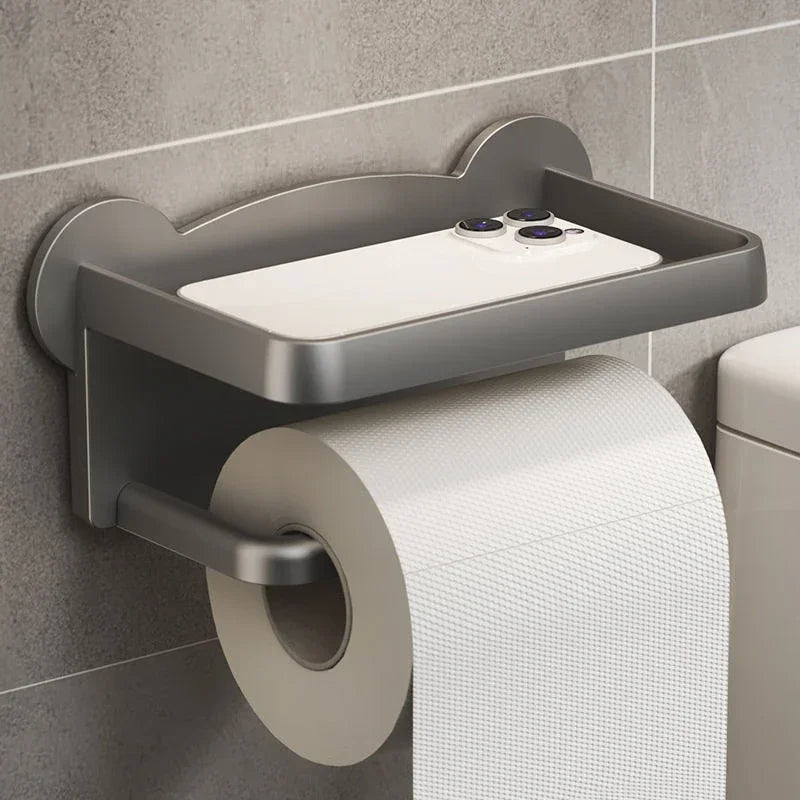 Toilet Paper Holder Stand Wall-Mounted with Phone Holder